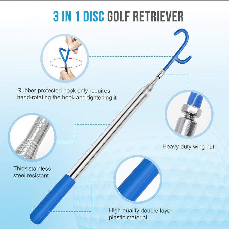 Acebirdie Disc Golf Retriever Pole 16 Feet, Telescopic Discs Retriever with Durable Stainless Steel Frame and Carry Bag - Extendable Golf Accessories Grabber to Retrieve Discs in Water, Trees, Bushes - Image 3